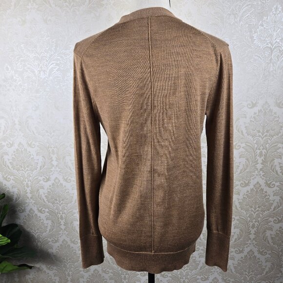 Gap Size Small Tan Vneck Button Front Cardigan Pockets 100% Fine Merino Wool - Picture 8 of 12
